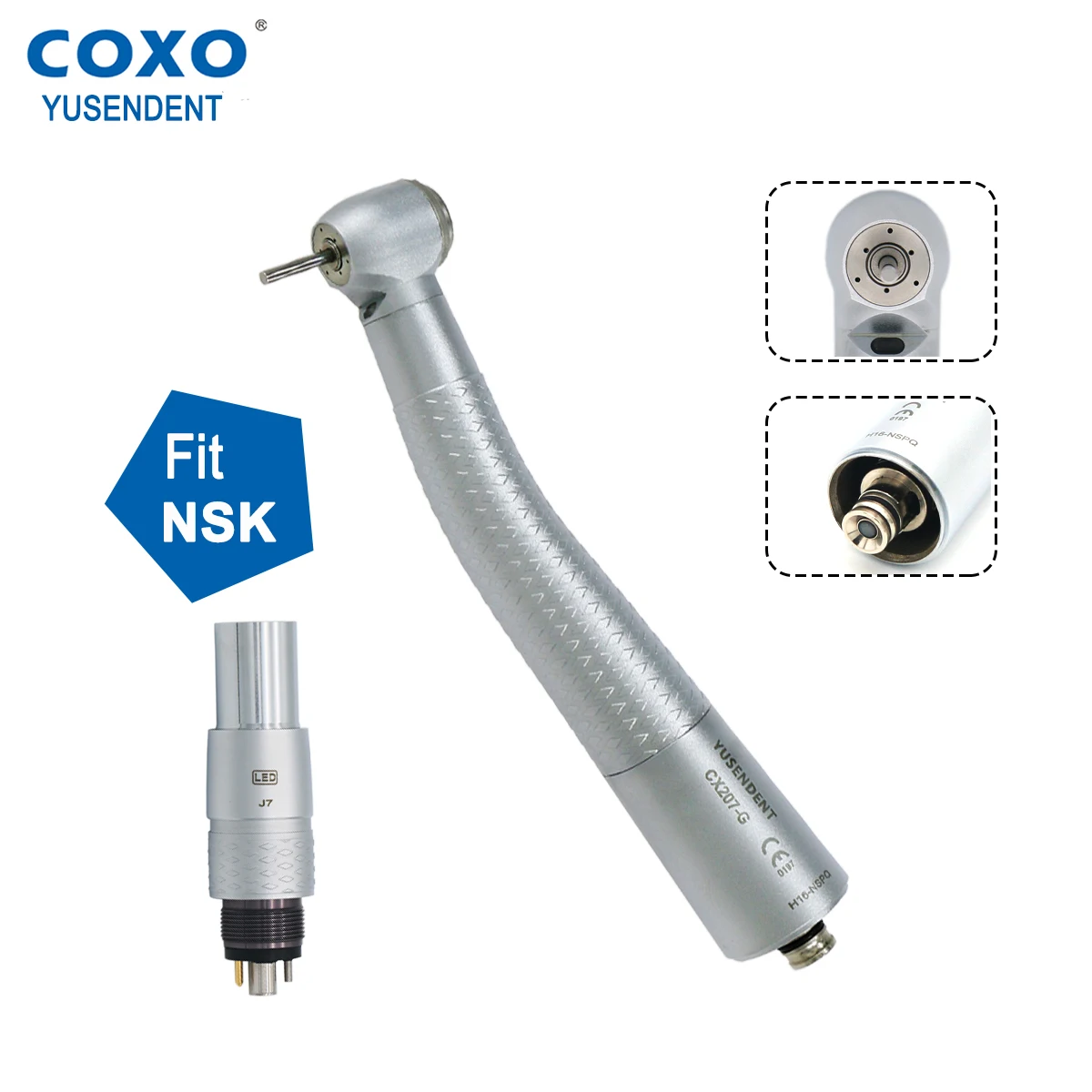 

COXO YUSENDENT High Speed Dental Handpiece With LED Light Fiber Optic Dental Turbine CX207-G Quick Coupler 6 Holes Fit NSK