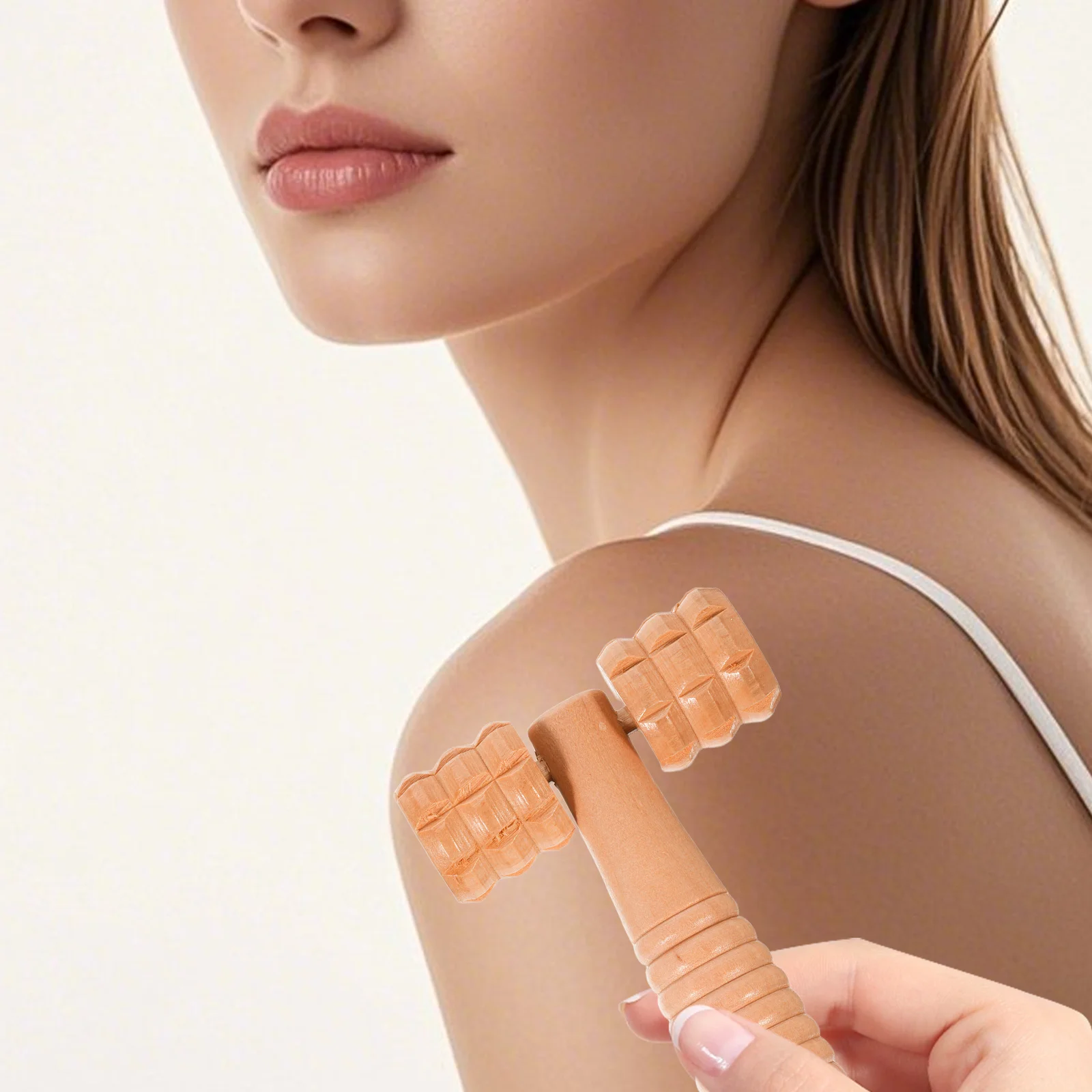 

2Pcs Wooden Manual Rolling Massager Handheld Body Muscle Roller Portable Acupressure Tool for Back Feet Face Relaxation