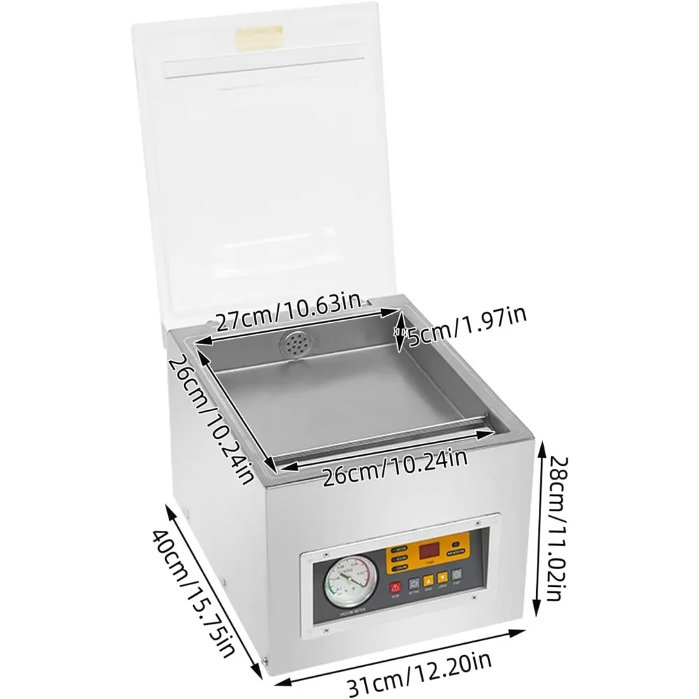 Sellador al vacío, cámara de DZ-260C Sellador al vacío Máquina de envasado de cocina 120W 110V Cámara de alimentos de cocina comercial para alimentos frescos