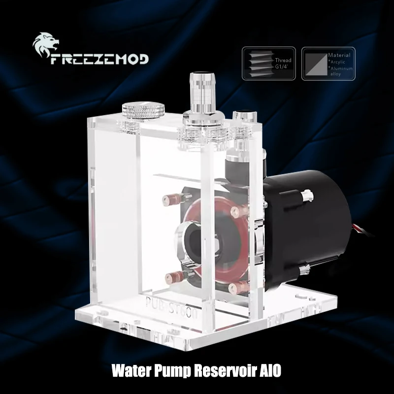 

FREEZEMOD Water Pump Reservoir AIO For Mobile Phone/Notebook/Industrial Instrument Watercooling Silent,Flow 600-700L/H PUB-ST600