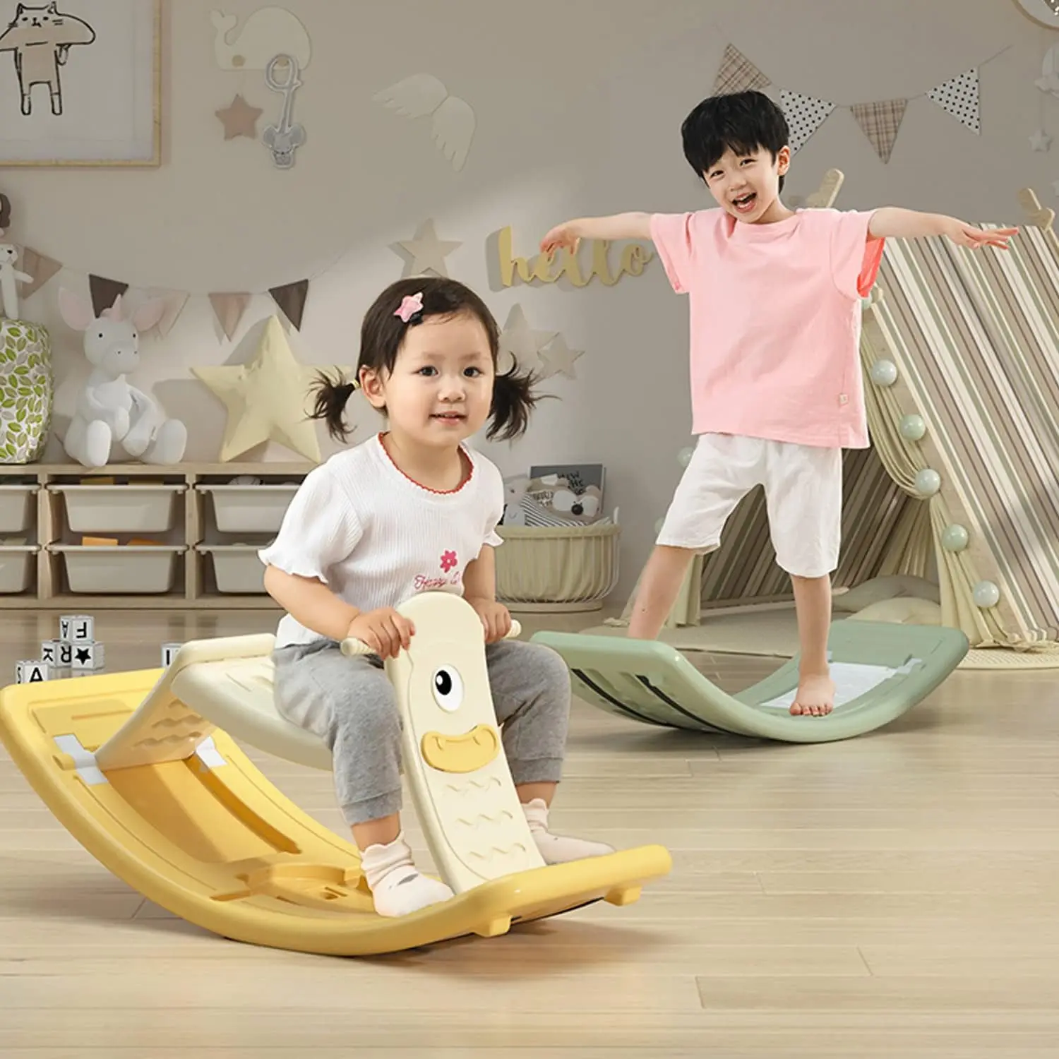 

2 in 1 Rocking Horse for Toddlers Baby Rocking Toy Fun Birthday Gift for Kids Balance Board Rocker Board Indoor Christmas Gift