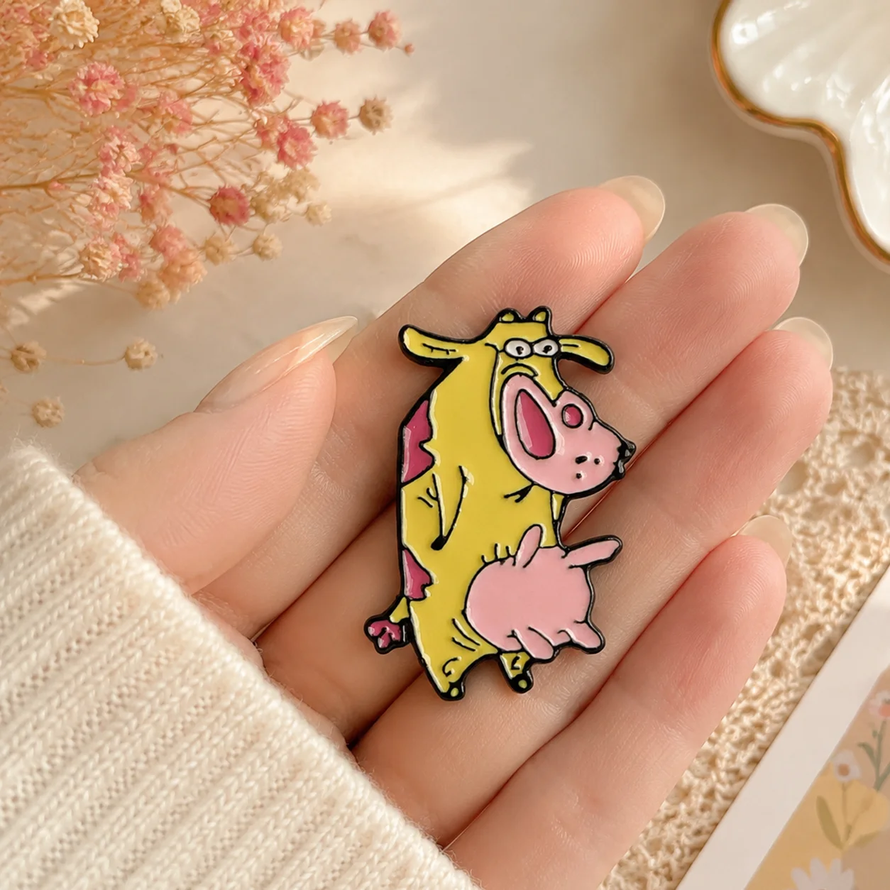 Chicken and Cow Enamel Pins Cartoon Brooches Badge Lapel Pin For Backpack Clothes Accessories Fashion Jewelry Birthday Gifts