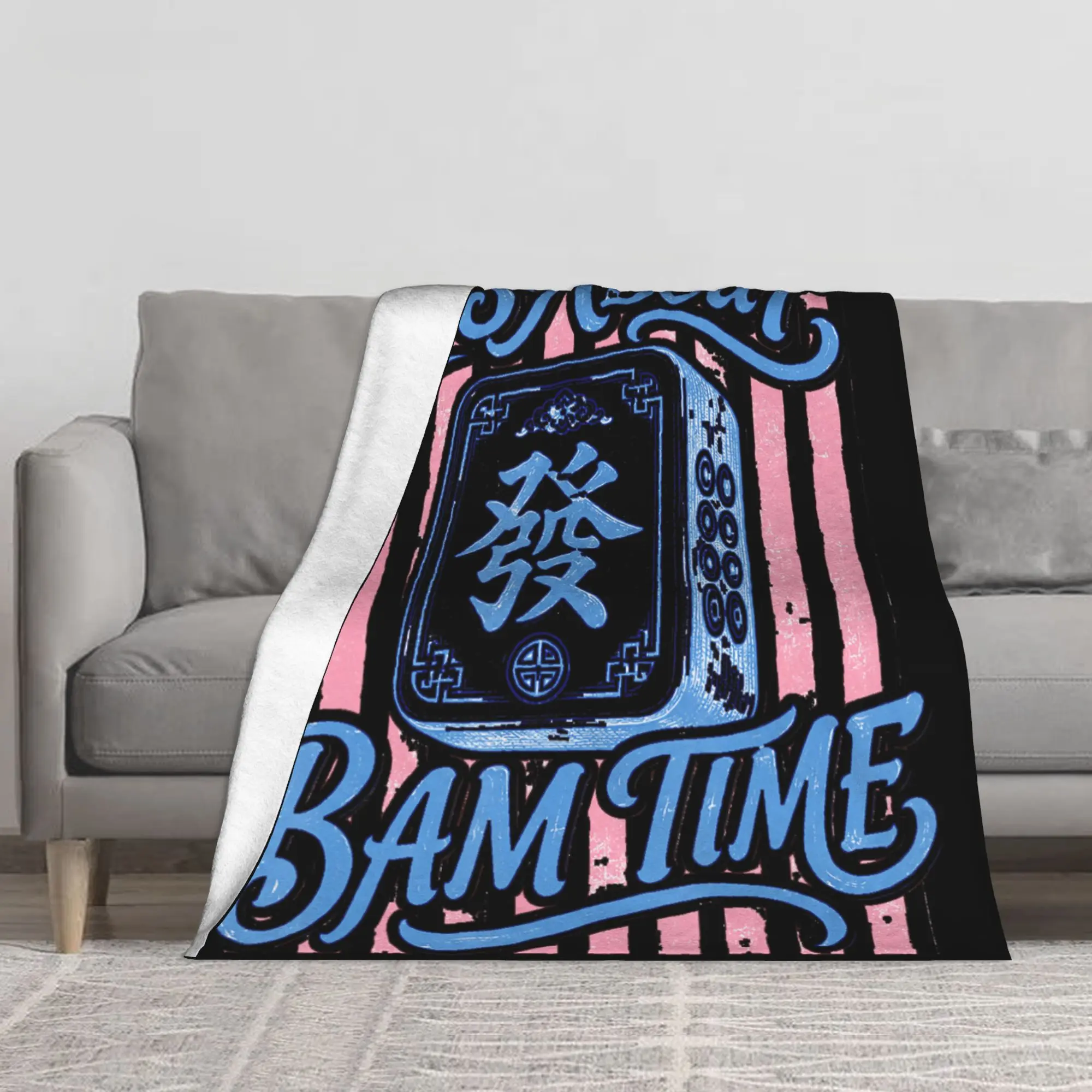 1PC Mahjong Its About Bam Time Funny Game Night Winter Blankets for Adults Bedding Home Interior Sofa Knee