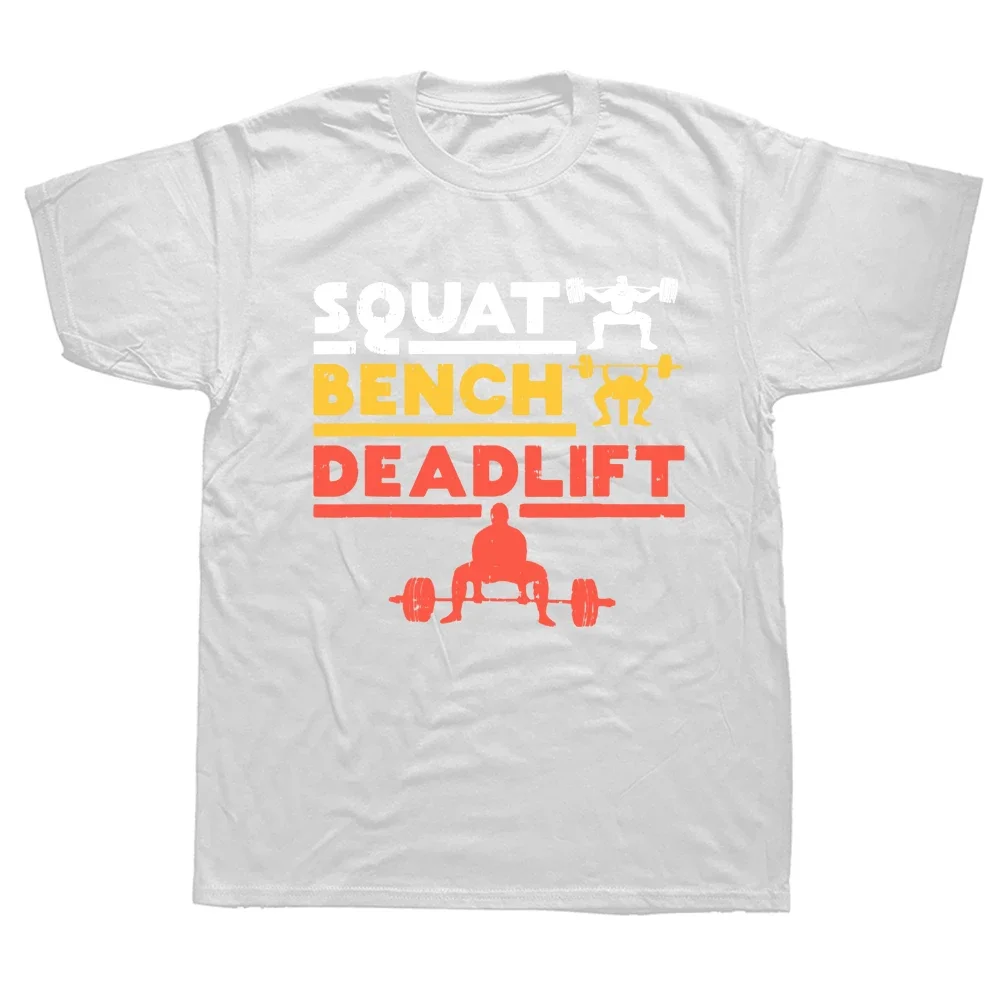 Casual Cotton Streetwear Short SleeveFunny Powerlifting Squat Bench Deadlift Weightlifting T Shirt Summer Men Large Size Tshirt