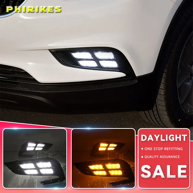 

1 set For Buick Encore Opel Mokka 2017 2018 12V ABS LED DRL Daytime Running Lights Daylight With Turn Yellow Signal