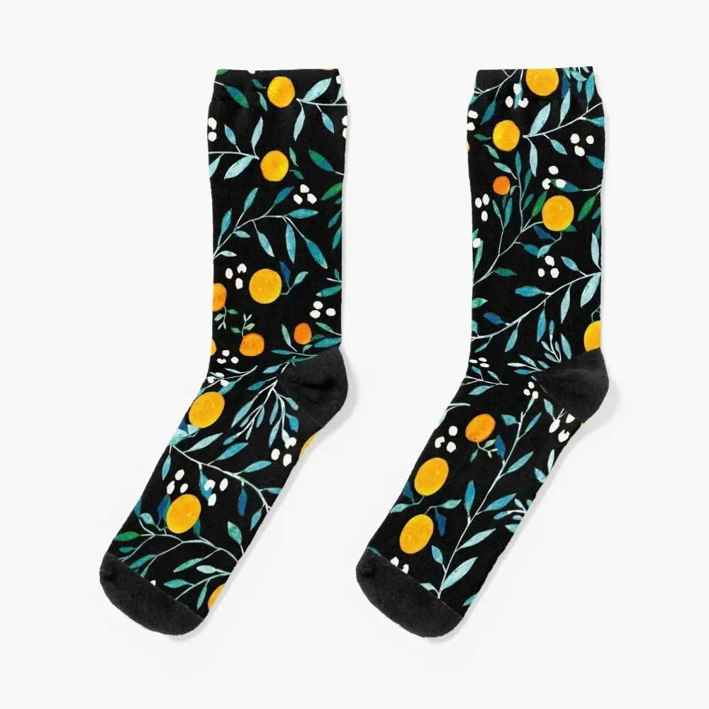 Oranges on Black Socks Sports cute Rugby Non-slip Men's Socks Luxury Women's