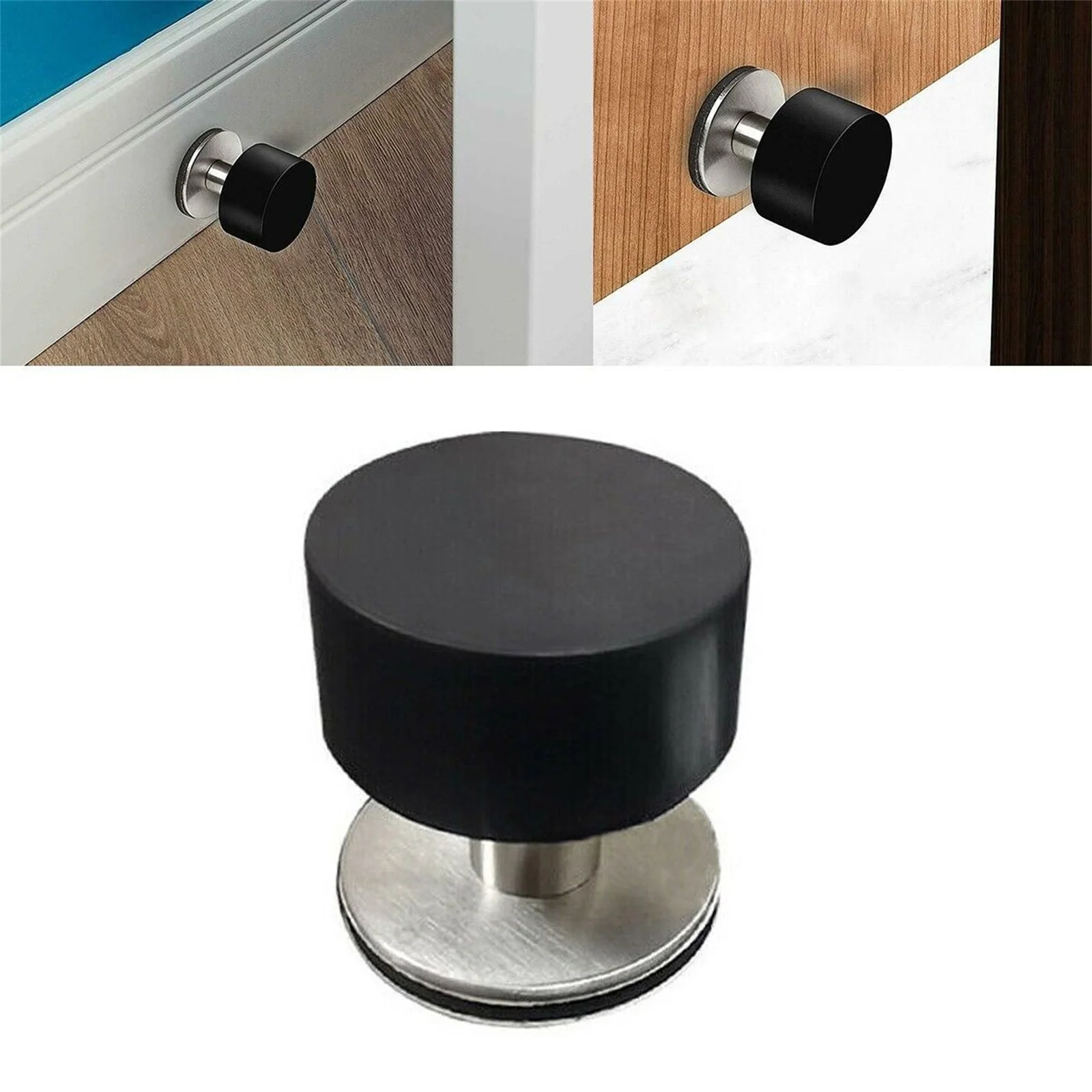 Stainless Steel Rubber Door Stop Non Punch Door Holder Door Stopper Floor Wall Mounted Nail-free Doorstop Door Hardware Accessor