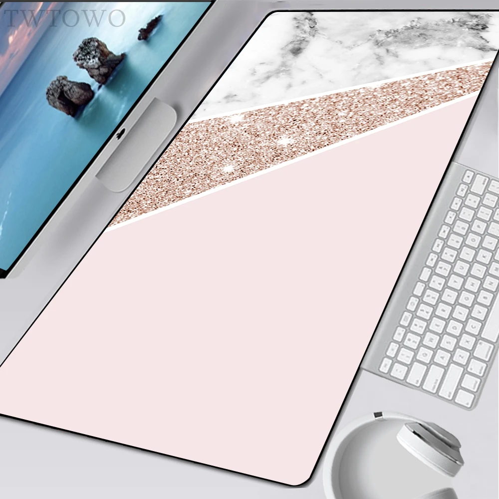 

Pink Rose Gold Marble Mousepad Custom New Large HD keyboard pad Mouse Mat MousePads Anti-slip Natural Rubber Carpet Gamer