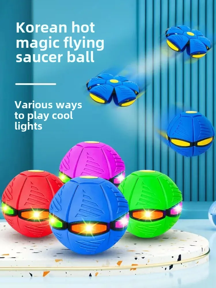 Glowing Orb Ball Magic Flying Saucer Ball Stress Relief Deformable Bouncing Ball Interactive Parent-Child Toy Ball