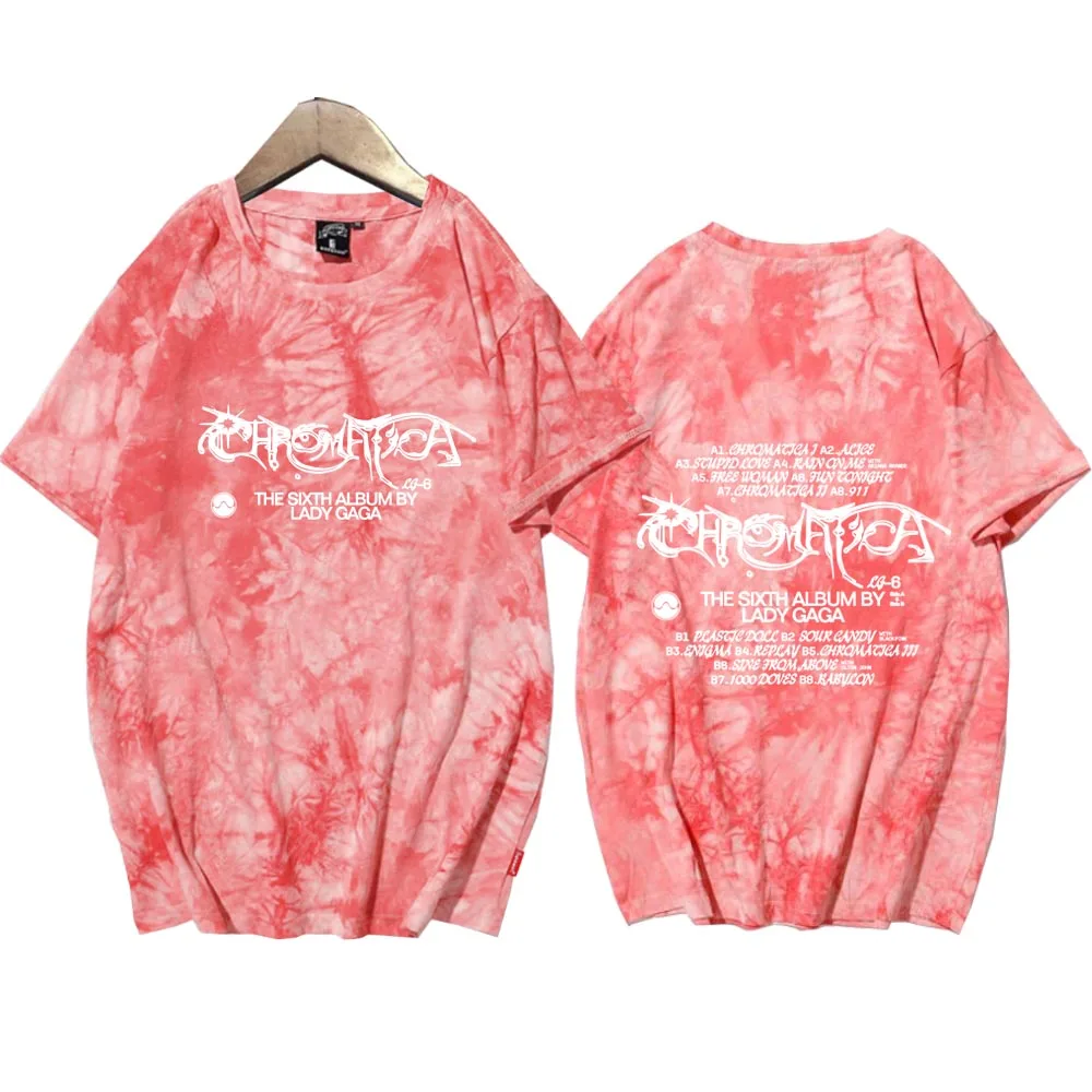 Lady Gaga Chromatica 2024 Tie Dye Shirts Music Fans Gift Oversize Shirt Summer Casual Harajuku Tops Unisex Tee Tops Regular