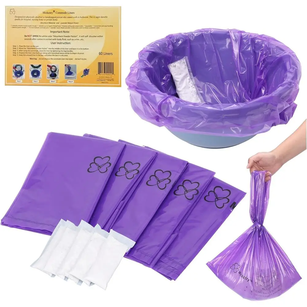 

Come Liners with Super Absorbent Pads - 60 Pack Disposable Bede Come Bags with Gel Pads, Individually Wrapped,Unil it, Leak-Proo