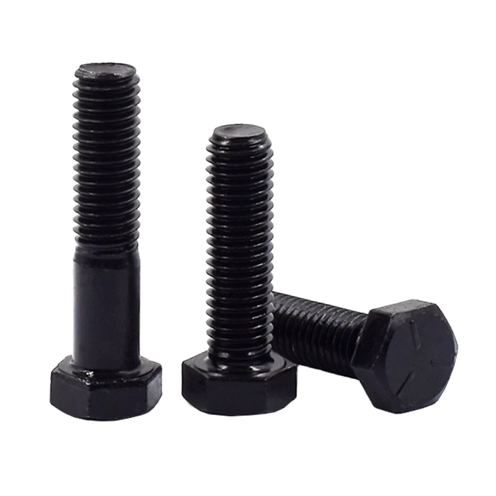 Yiqianyuan DIN933 Carbon Steel Hex Head Screws 3/8-16 UNC 3/8-24 UNF Full & Partial Threaded External Black Hexagon Head Bolts