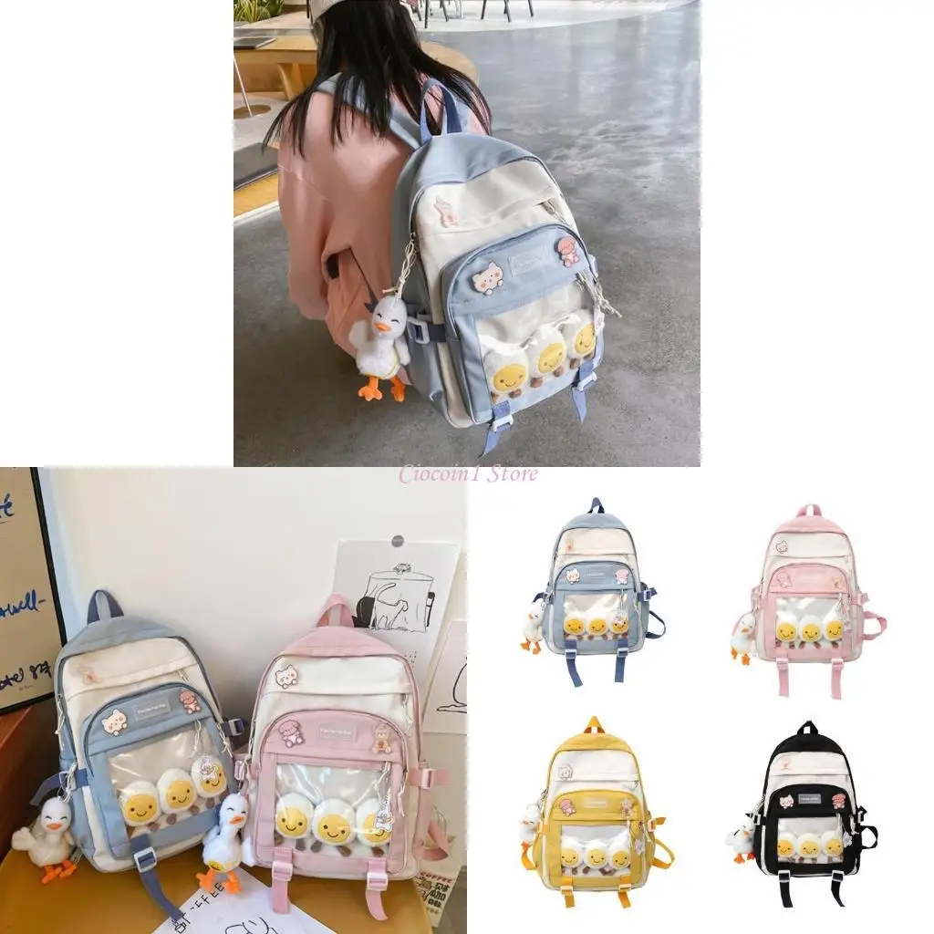 

Y1UB Large Capacity School Backpack Nylon Laptop Backpack Fashion School Bag Bookbag