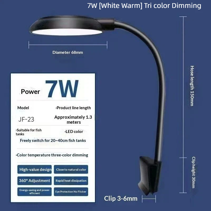 USB Aquarium LED Lamp Fish Tank Light Decor Aquatic Plant Multiple Modes Dimmable Lightness Full Spectrum Mini Clip Light