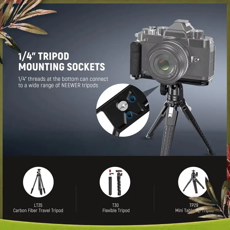 ABDW-Handgrip L Shape Leather Grip For Nikon Zf Retro Formfitting Thin Camera Mounting Baseplate With Built In Handle