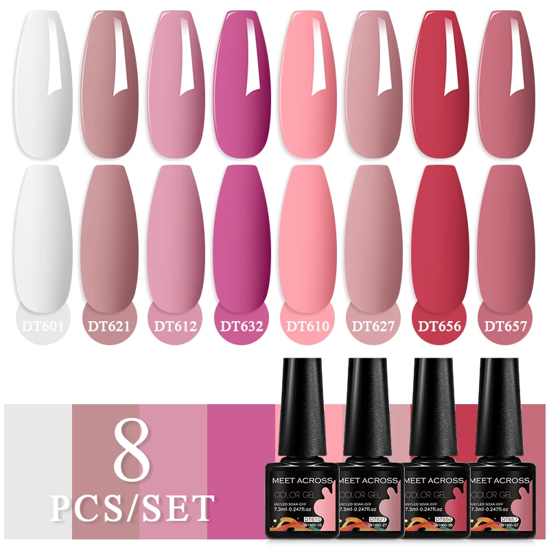يجتمع عبر 8 قطعة 7.3 مللي هلام مجموعة طلاء الأظافر عارية البني طويلة الأمد نقع قبالة الأشعة فوق البنفسجية LED هلام الورنيش عدة مسمار الفن مانيكير DIY تصميم #1