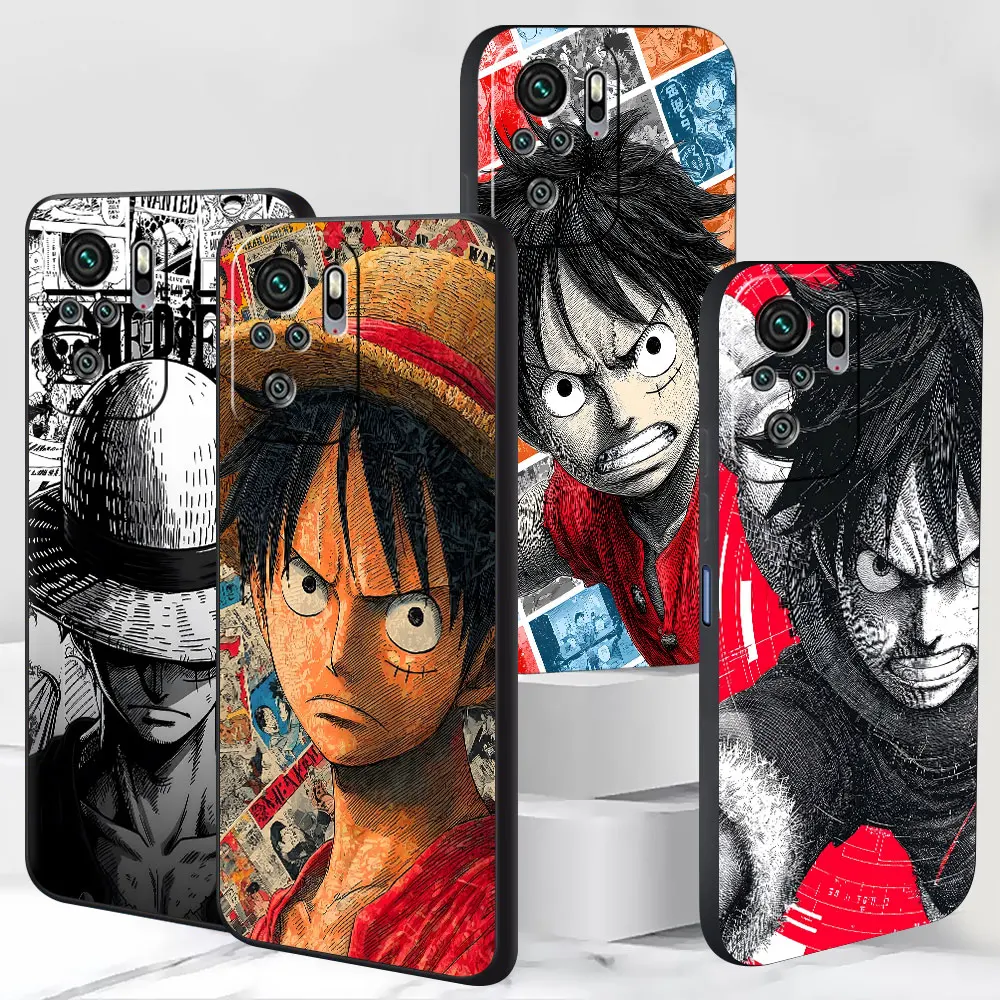 One Piece Comic Luffy Case for Xiaomi Redmi Note 13 11E 10S 8 10 12 Pro Plus 9 11 9S 12S 8T 7 TPU Black Soft Phone Cover Shell