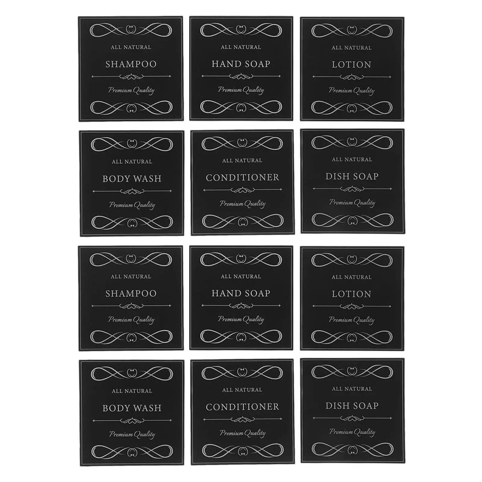 

30Pcs Waterproof Labels for Bathroom Bottles 2.95x2.95 Shampoo Soap Dispenser Stickers Removable Self Adhesive for Shower and
