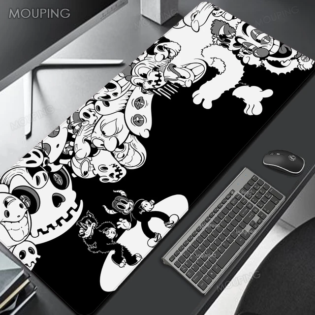 Anime Art Black and White Computer Mouse Pad large Office Desk Mat 