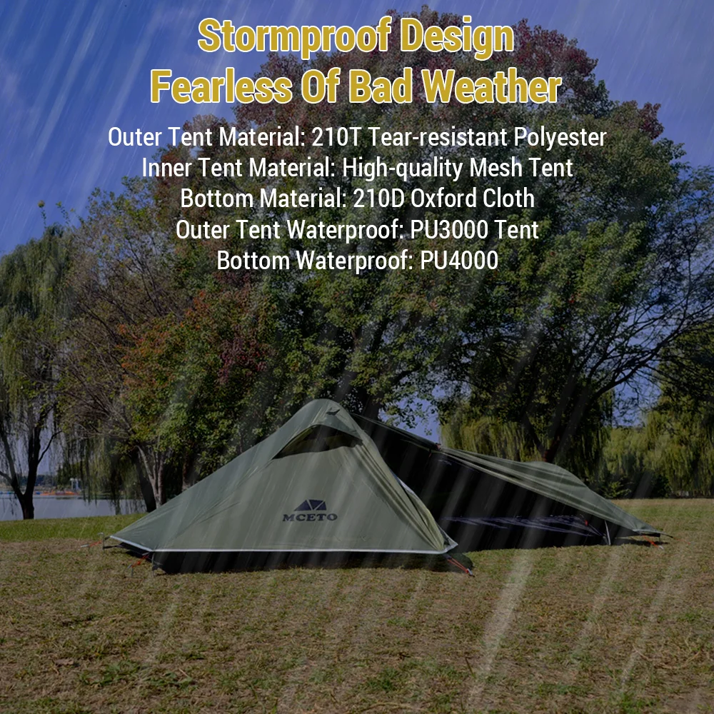 Backpacking Tent 1 Person Ultralight Aluminum Pole Stormproof Camping Tent Suitable for Four Seasons Single Person Tent