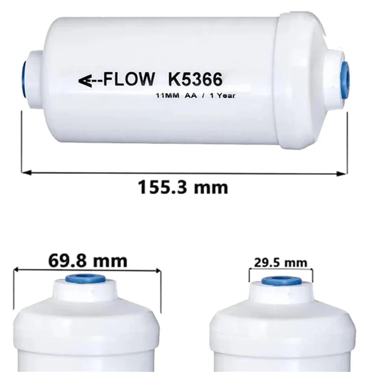 Filtro acqua al fluoro di ricambio da 2 pezzi K5366 compatibile con elementi di purificazione del sistema di filtraggio dell'acqua