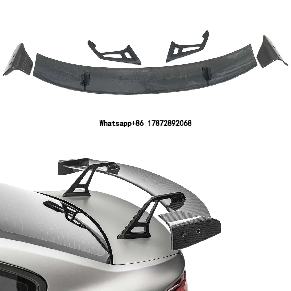 

Carbon Fiber AD Style Swan Neck Wing Double Deck Polished Finish Rear Spoiler for F87 F80 F82 M2 M3 M4 Trunk Lip Universal