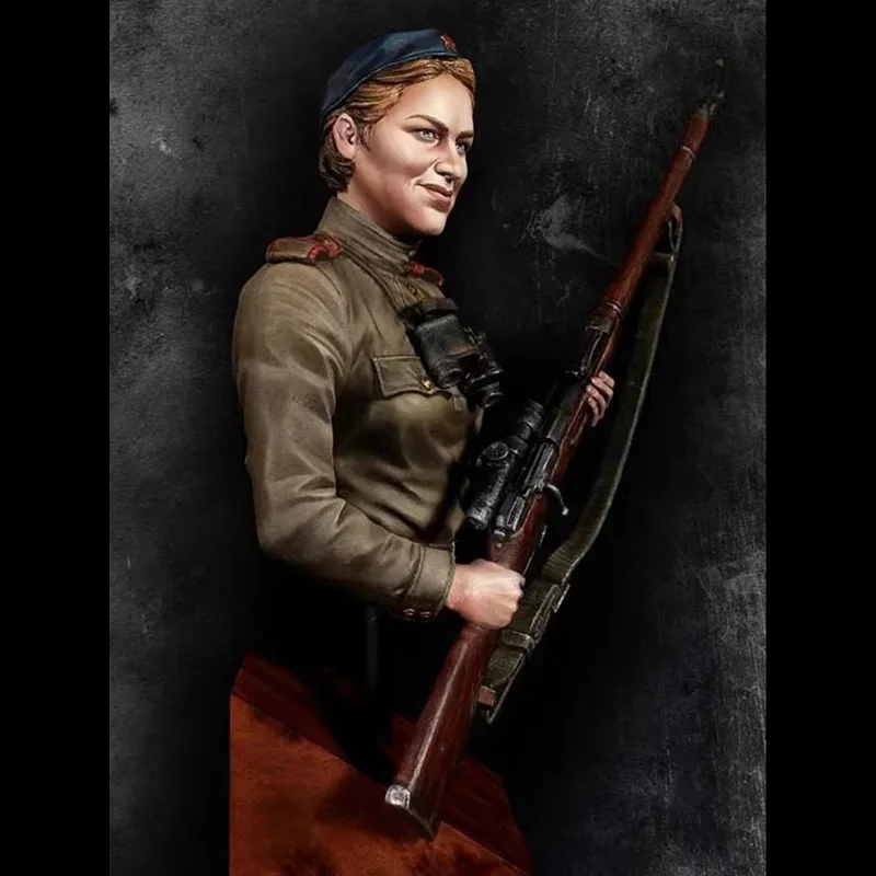 1/12 Resin Chest Model WWII Soviet Red Army Female Sniper Military Theme, Unassembled and Colorless Kit