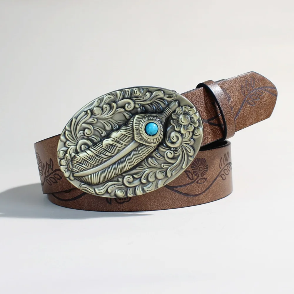 

A casual, individual and retro belt, Western-style clothing accessory, metal buckle, PU belt, suitable for both men and women
