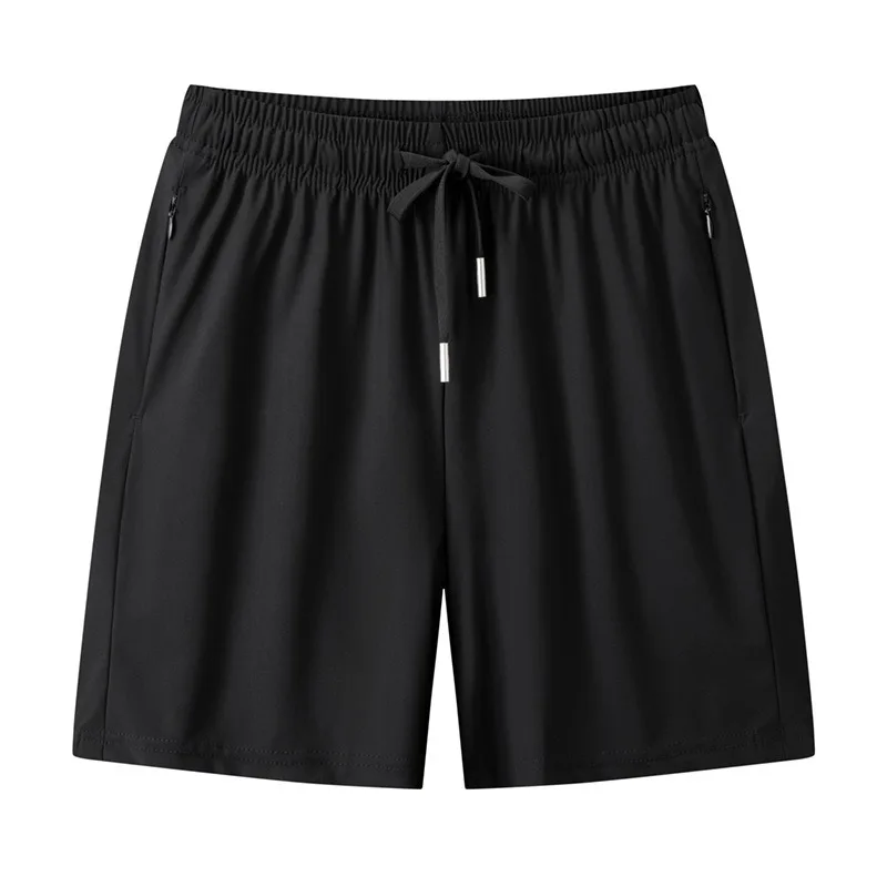 

Мужские шелковые повседневные шорты: быстросохнущие, легкие, дышащие, с эластичным поясом на шнурке, свободного кроя, спортивные, с молнией