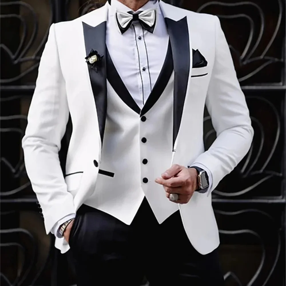 

(Jacket+Vest+pants) High Quality Wedding Groomsmen Suit 3 piece Men Simple Business Elegant Fashion Job Interview Gentleman Suit