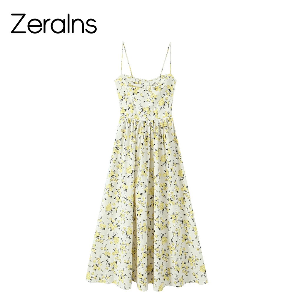 Zerains estilo coreano verão novo vestido feminino em camadas decoração em forma de coração gola flor impressão popeline midi vestido