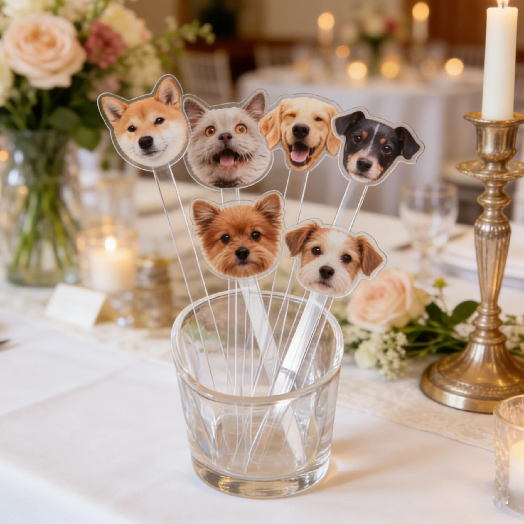 100pcs Personalized Printed Pet Wedding Drink Stirrers Stir Stick Acrylic Watercolor Acrylic Cocktail Sticks Double-Sided Print