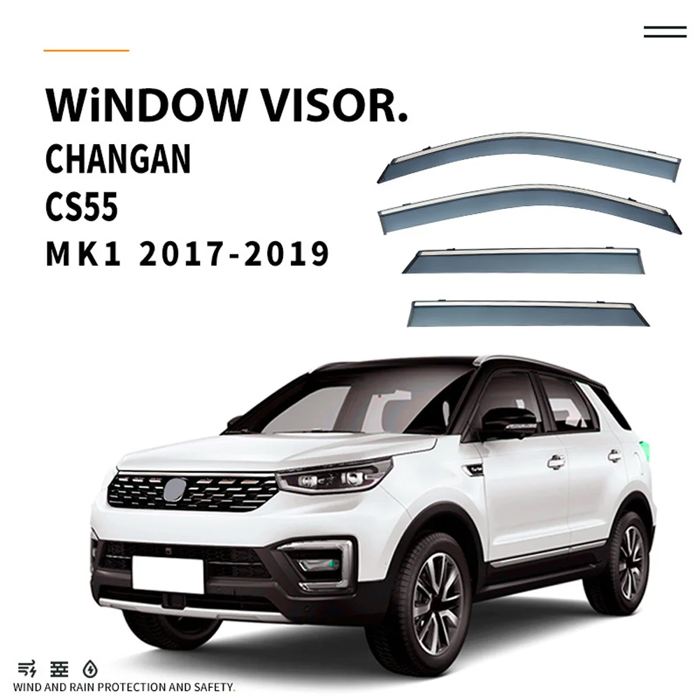 

Chrome Strips Rain Guards for Changan CS55 PLUS 2017-2019 Window Visor Wind Deflectors Door Visor Vent Shades Ventvisor