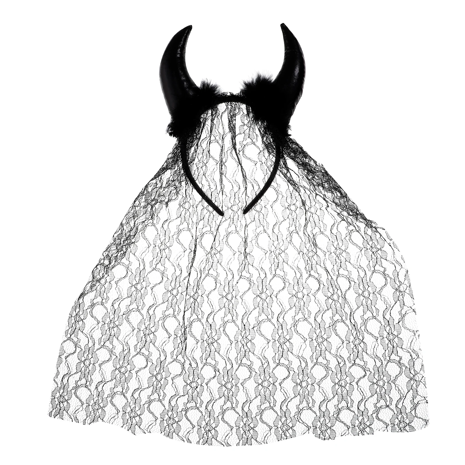 

Horns Headb Halloween Headdress Cosplay Headpiece Party Hair Accessories Lace Fabric Decorative Photo Prop Stage