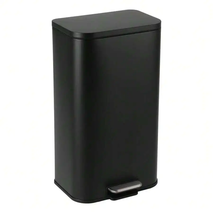 

Stainless Steel Foot Pedal Trash Can With Soft Close Lid Compact Design Black
