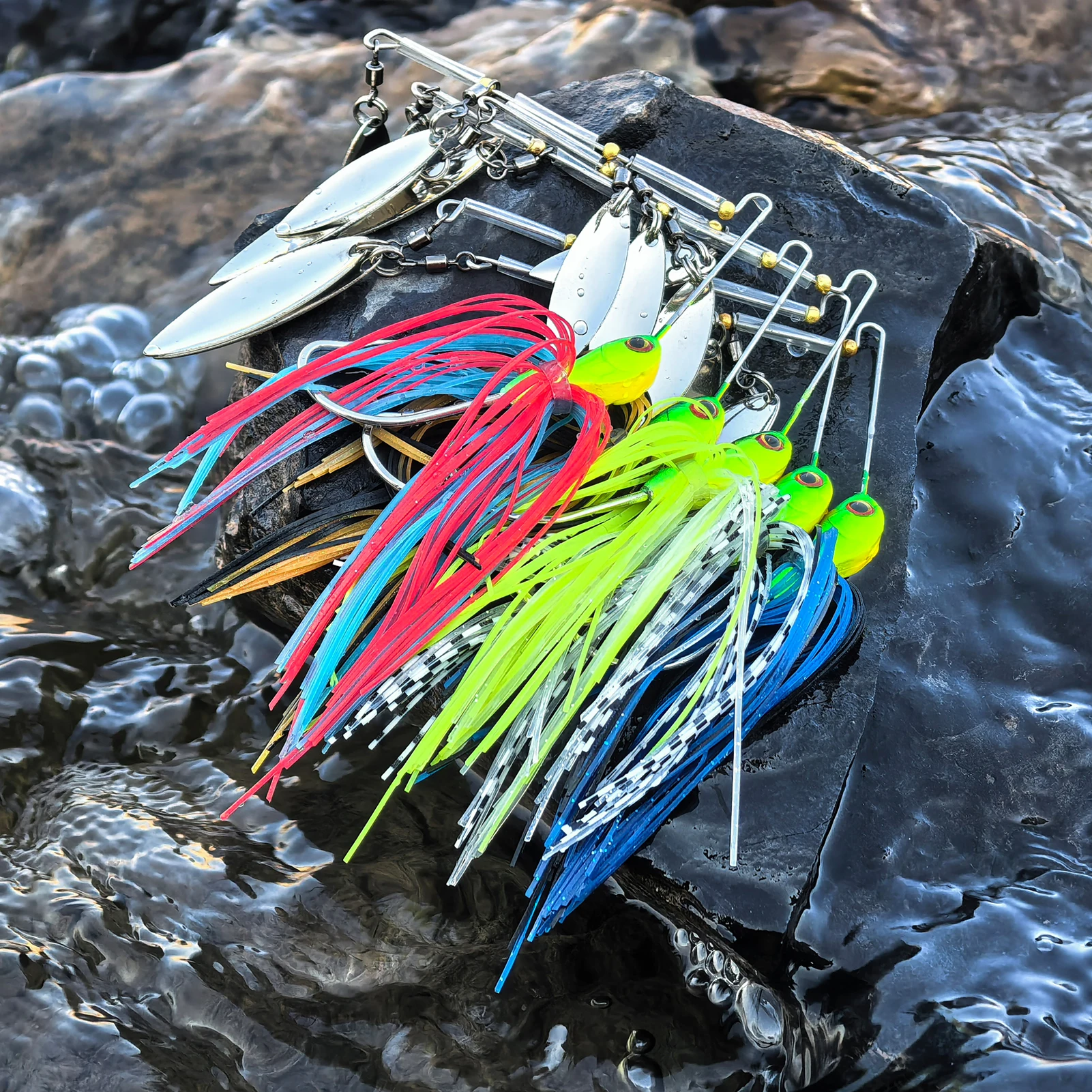 Free Fisher Spinnerbait Buzzbait para lubina con faldas y hoja metal - imagen 4