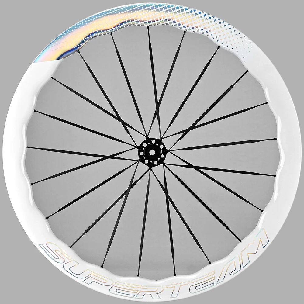 SUPERTEAM-Carbon Spoke Wheelset 700C Disc Brake Wheels Tubeless Clincher Bicycle Carbon Wheelset