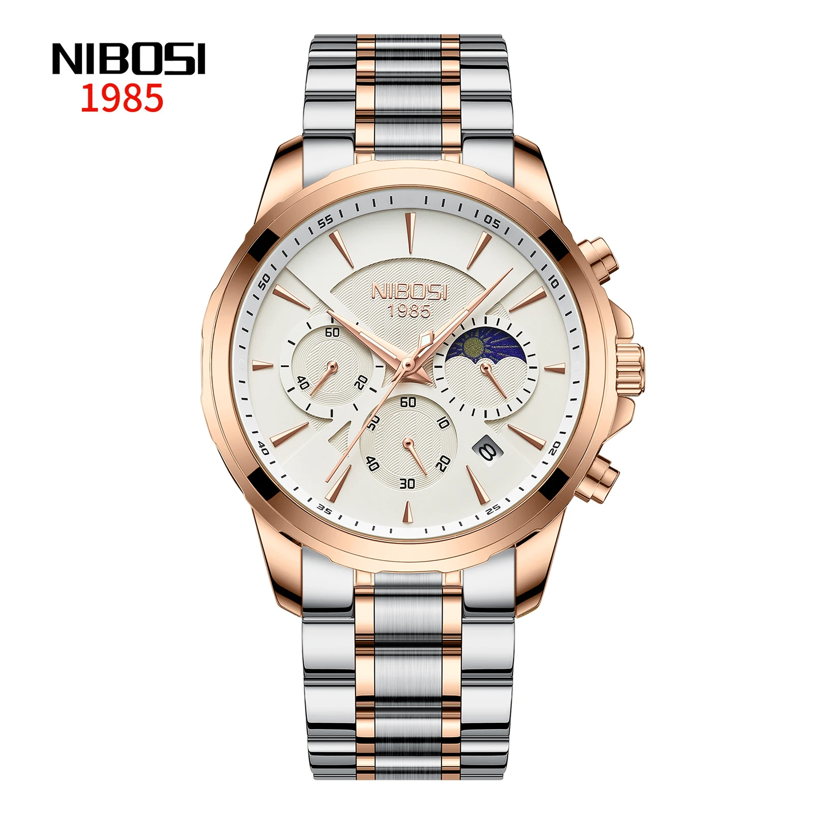 

NIBOSI Men Quartz Watch Waterproof Shock Resistant Gold Luxury Watches for Man Week Display Work Office Calender Business Watch