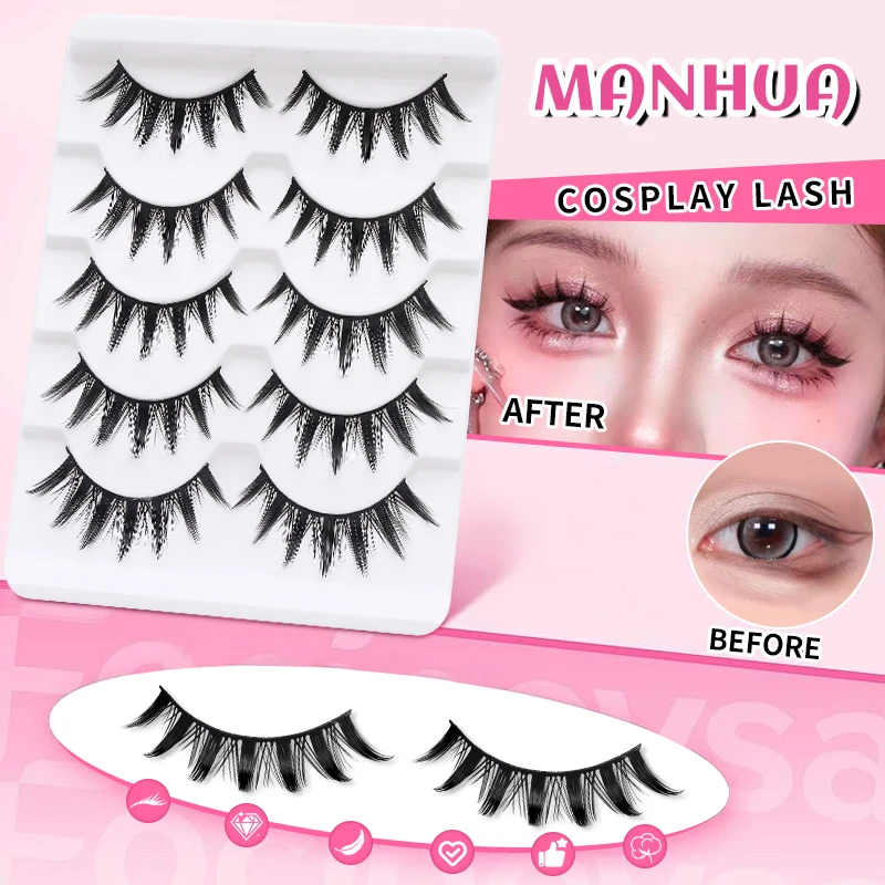 5 Pares de Pestañas Postizas Manga DINGSEN, Look Natural Ojo de Zorro Coreano 5