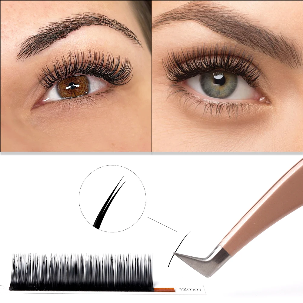 Befer Matte Ellipse Flat Lashes Extension Split-Tips Individual False Eyelash Mix8-15 Soft Ellipse Wires Professionals Supplies