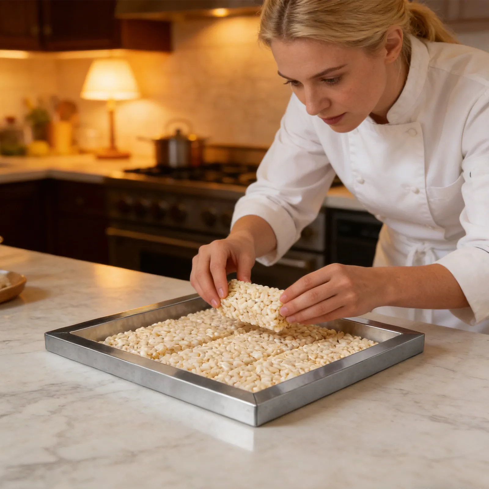 Molde Cuadrado de Acero Inoxidable de Grado Alimenticio para Snacks Asiáticos, 13.78x13.78x0.79in, para Arroz Inflado, Caramelos, Dulces de Cacahuete y Postres