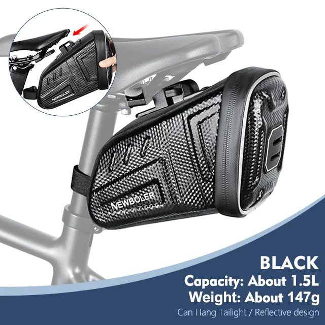 NEWBOLER 1.5L/2.5L Waterdichte Fietszadeltas MTB Racefiets Zadeltassen Reflecterende Gestreepte Fiets Gereedschapstas MTB Accessoires