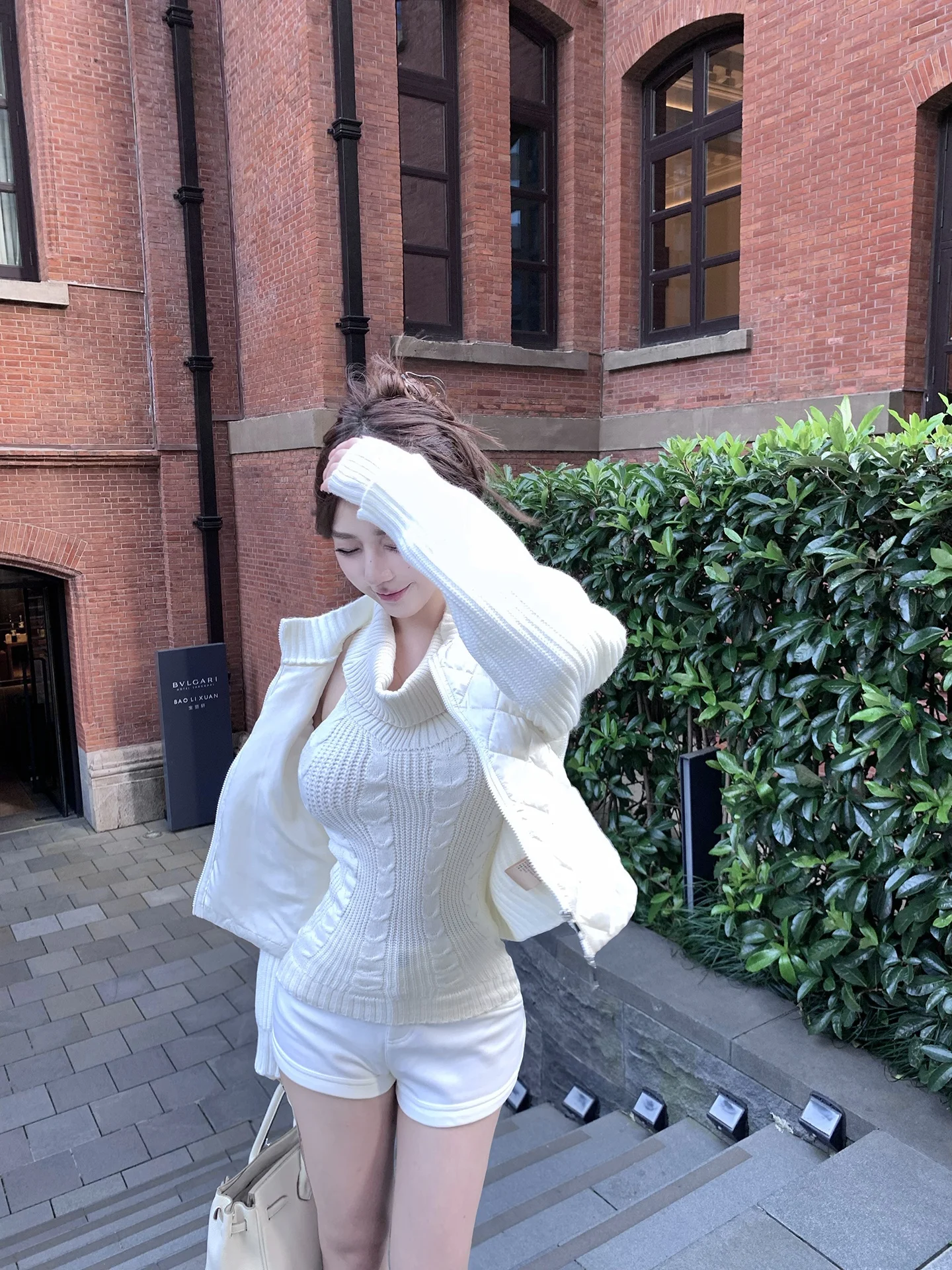 

Lightweight White Du down Jaet Knitted High Collar Windproof Bicolor Design Commute Sle Slim Fit Long Sve Zipper Clo...