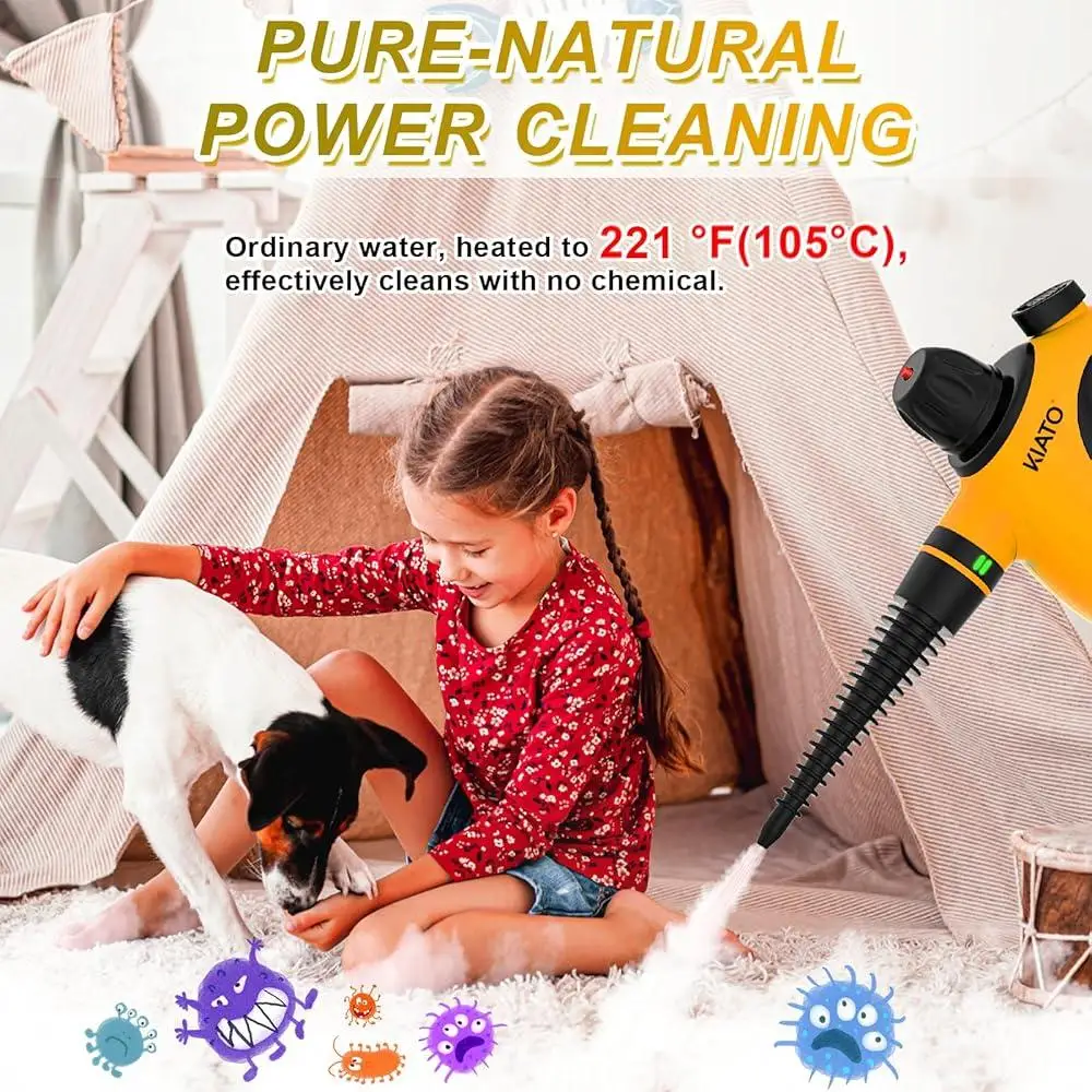 10 in 1 Handheld Steam Cleaner Portable Pressurized Steamer Continuous Steam Multi-Purpose Cleaning Home Car Bathroom Upholstery