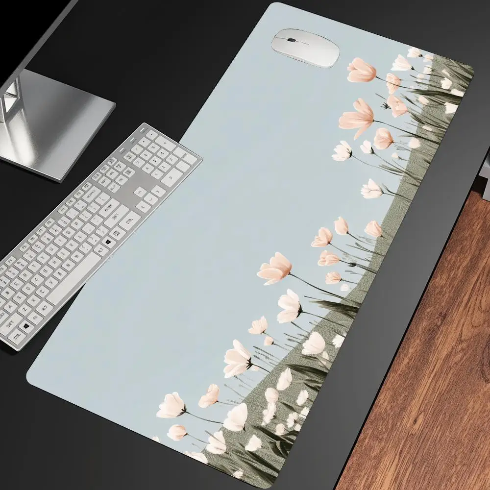 Spring Flowers Mousepad Pc Accessories Desk Interior Gaming Mats Carpet Mouse Mat Desk Pad Office Decor Gamer Setup Decoration