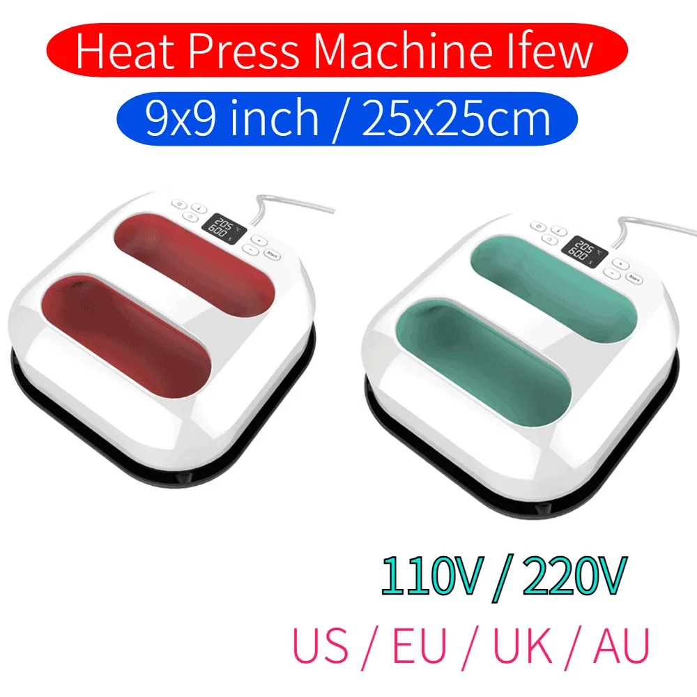 DTF Heat Press Machine 9 x 9 inch Sublimation Heat Transfer T-Shirt Press Heater Fast Heat-Up Iron for Tshirt Hat Pillow Bag DIY