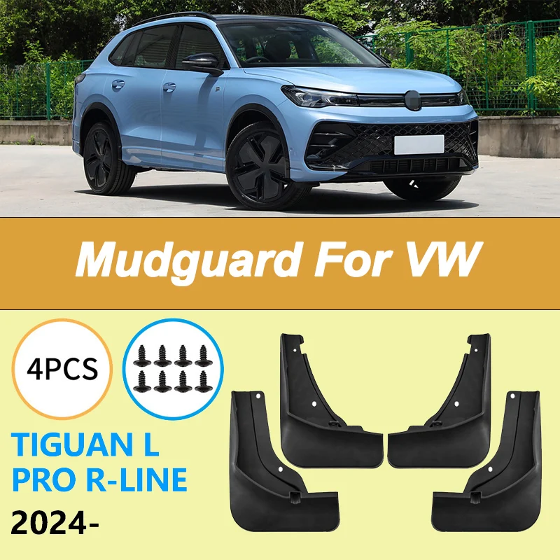 

For Volkswagen Tiguan L Pro R-Line 2024 Automotive Tire Mudguard Waterproof Prevent Mud Splashing Car Mud Flaps 4pcs Accessories