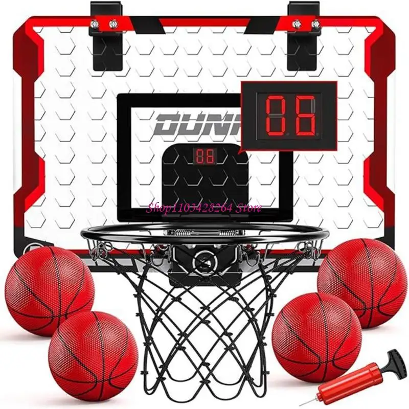 1 Piece Set Basketball Hoop for Children Including 4 Balls Intelligent Score System Durable ABS for Easy Assembly Backyard Use