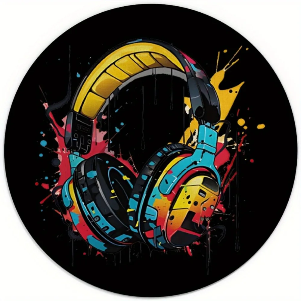 

Round mouse pad, color gaming headphones, wireless mouse, computer laptop desktop accessories, rubber material, anti-slip