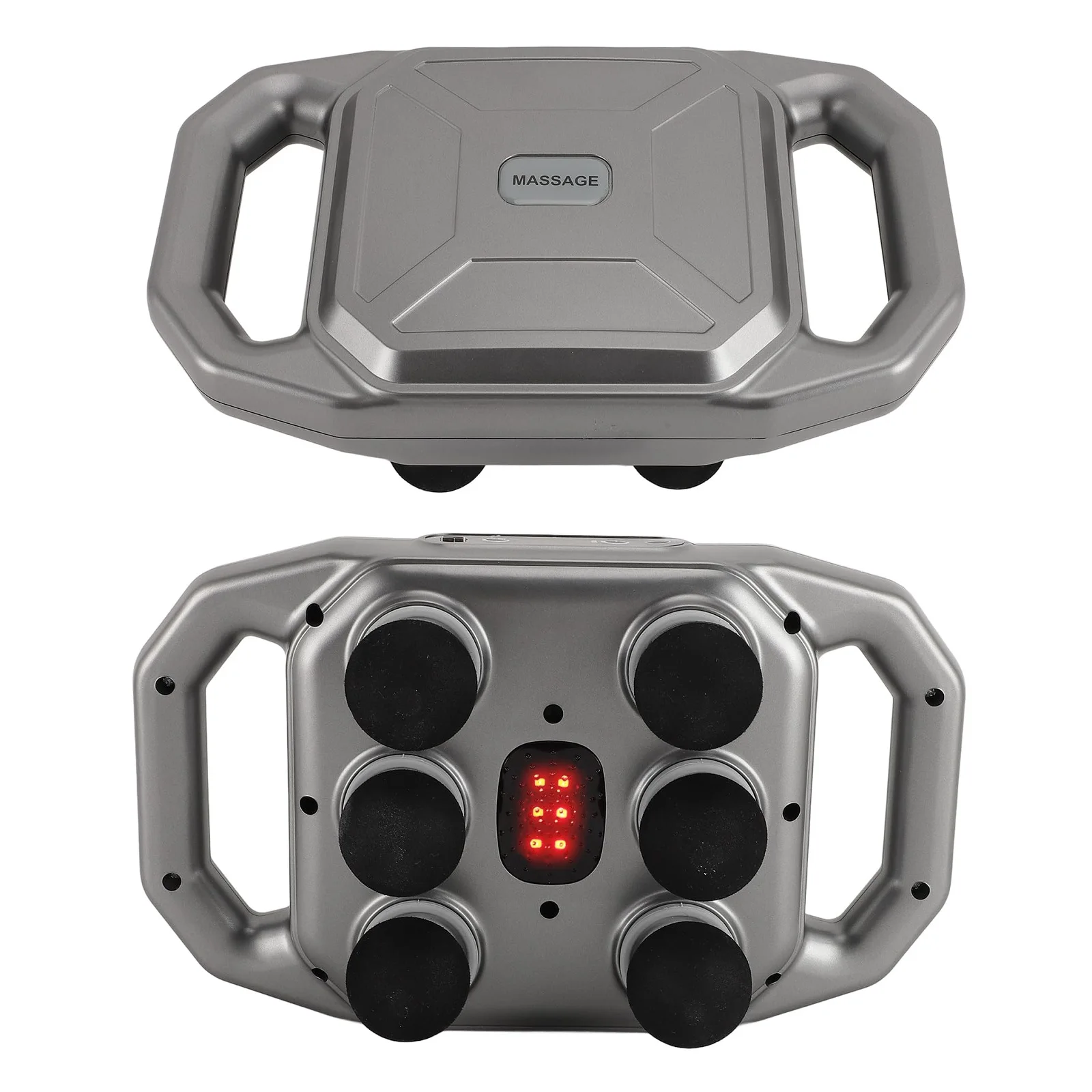 

Deep Tissue Body Massage with 6 Heads & Heating 9 Levels Dual Handle Percussion for Back Waist Leg Leg Massager